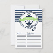 Mint Green en Navy Nautical Stripes Recipe Kaart (Voorkant)