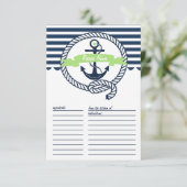 Mint Green en Navy Nautical Stripes Recipe Kaart (Staand voorkant)
