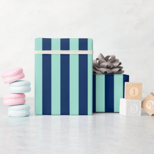 Mint Green en Navy Stripes Cadeaupapier