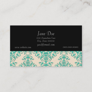 Mint Green en Off White Damask Style Patroon Visitekaartje