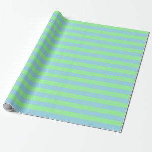 Mint Green en Pastel Blue Stripes Cadeaupapier