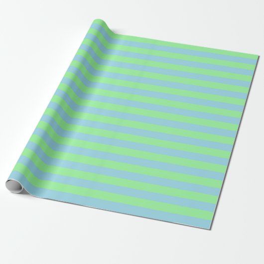Mint Green en Pastel Blue Stripes Cadeaupapier (Uitgerold)