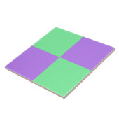Mint Green en Pastel Paarse Checkerboard Tegel Tegeltje (Zijkant)