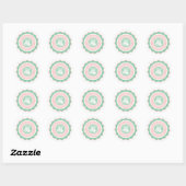 Mint Green en Pastel Pink SEASON'S GREETINGS Ronde Sticker (Vel)