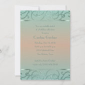 Mint Green en Peach Filigree Border Birthday Kaart (Voorkant)