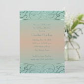 Mint Green en Peach Filigree Border Birthday Kaart (Staand voorkant)