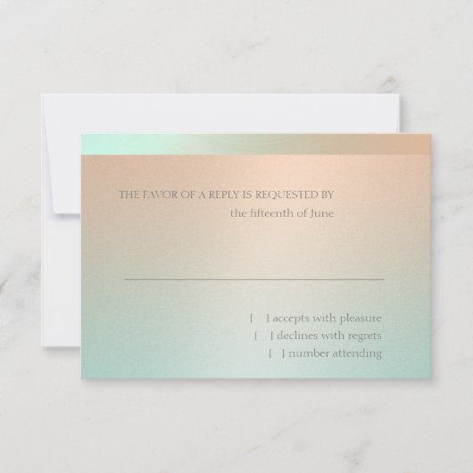 Mint Green en Peach Lace Wedding RSVP Kaart (Voorkant)