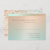 Mint Green en Peach Lace Wedding RSVP Kaart (Voorkant / Achterkant)