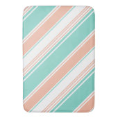 Mint Green en Peach Modern Stripes Badmat (Voorkant Verticaal)