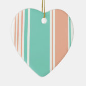 Mint Green en Peach Modern Stripes Keramisch Ornament (Rechts)