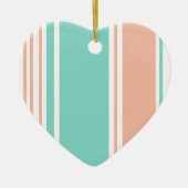 Mint Green en Peach Modern Stripes Keramisch Ornament (Voorkant)