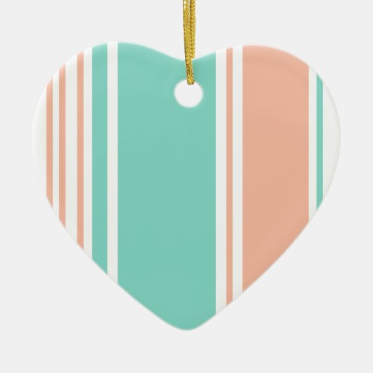 Mint Green en Peach Modern Stripes Keramisch Ornament (Voorkant)