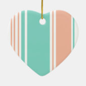Mint Green en Peach Modern Stripes Keramisch Ornament (Achterkant)