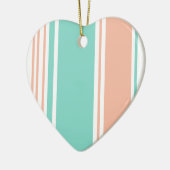 Mint Green en Peach Modern Stripes Keramisch Ornament (Links)
