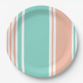Mint Green en Peach Modern Stripes Papieren Bordje (Voorkant)