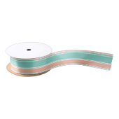 Mint Green en Peach Modern Stripes Satijnen Lint (Spoel)