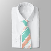 Mint Green en Peach Modern Stripes Stropdas (Gebonden)