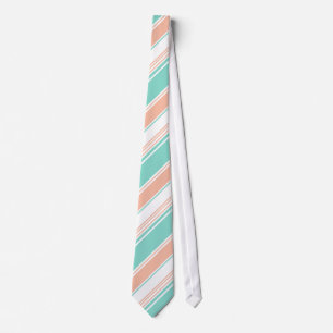 Mint Green en Peach Modern Stripes Stropdas