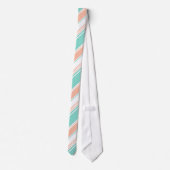Mint Green en Peach Modern Stripes Stropdas (Achterkant)