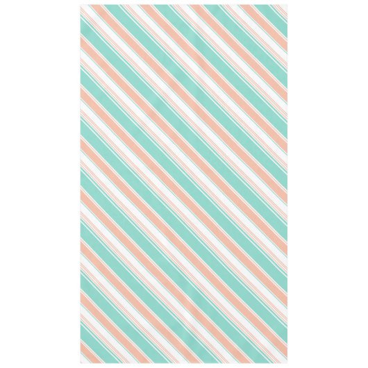 Mint Green en Peach Modern Stripes Tafelkleed (Voorkant)