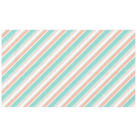 Mint Green en Peach Modern Stripes Tafelkleed (Voorkant (Horizontaal))