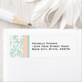 Mint Green en Peach Pink Damask Retouradres Etiket (Insitu)