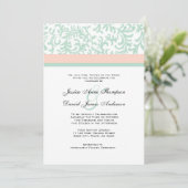 Mint Green en Peach Pink Wedding Invitation Kaart (Staand voorkant)