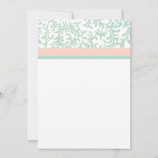 Mint Green en Peach Pink Wedding Invitation Kaart (Achterkant)