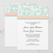 Mint Green en Peach Pink Wedding Invitation Kaart (Voorkant / Achterkant)