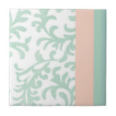 Mint Green en Peach roze Floral Pattern Tegeltje (Voorkant)