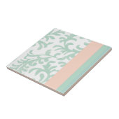 Mint Green en Peach roze Floral Pattern Tegeltje (Zijkant)
