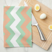 Mint Green en Peach Zigzags Theedoek (Quarter Fold)