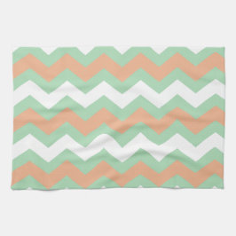 Mint Green en Peach Zigzags Theedoek