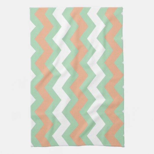 Mint Green en Peach Zigzags Theedoek (Verticaal)