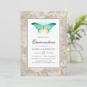 Mint Green en Pearl Damask Quinceañera Kaart (Staand voorkant)