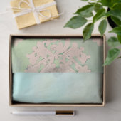 Mint Green en Persimmon Pink Weathered Damask Tissuepapier (Geschenk)