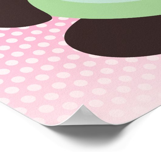 Mint Green en Pink Baby Panda Beer Poster (Hoek)