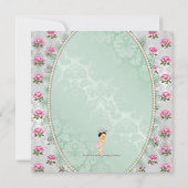 Mint Green en Pink Rose Baby Girl Shower Kaart (Achterkant)