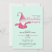 Mint Green en Roze Schattigee Gnome Kerstmis Kaart (Voorkant)