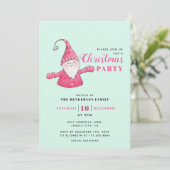 Mint Green en Roze Schattigee Gnome Kerstmis Kaart (Staand voorkant)