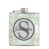 Mint Green en Sage Green Waterverf met Monogram Heupfles (Voorkant)