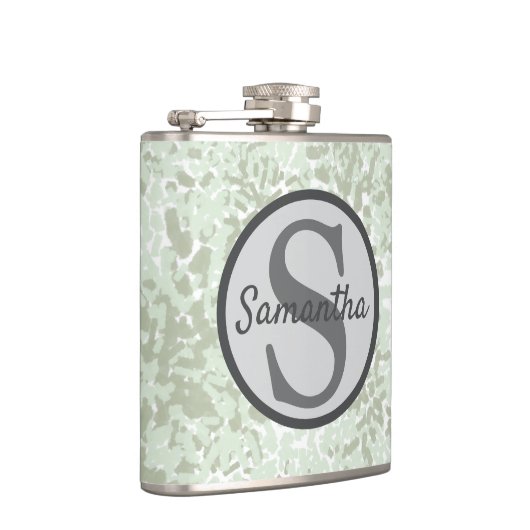 Mint Green en Sage Green Waterverf met Monogram Heupfles (Rechts)