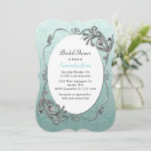 Mint Green en Silver Bridal Shower Invitation Kaart (Staand voorkant)