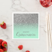 Mint Green en Silver Glitter Ombre Quinceanera Servet (Insitu)