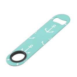 Mint Green en White Anchors Pattern 1 Speed Flessenopener