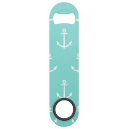 Mint Green en White Anchors Pattern 1 Speed Flessenopener