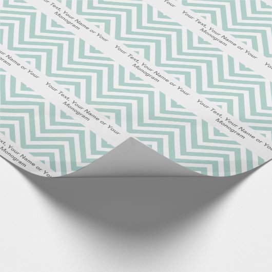 Mint Green en White Chevron | Gepersonaliseerd Cadeaupapier (Hoek)