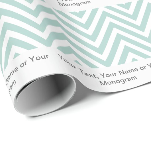 Mint Green en White Chevron | Gepersonaliseerd Cadeaupapier (Rol Hoek)