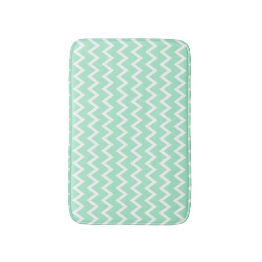 Mint Green en White Chevron Pattern Badmat (Voorkant Verticaal)