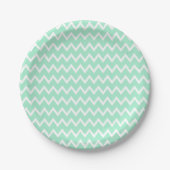 Mint Green en White Chevron Pattern Papieren Bordje (Voorkant)